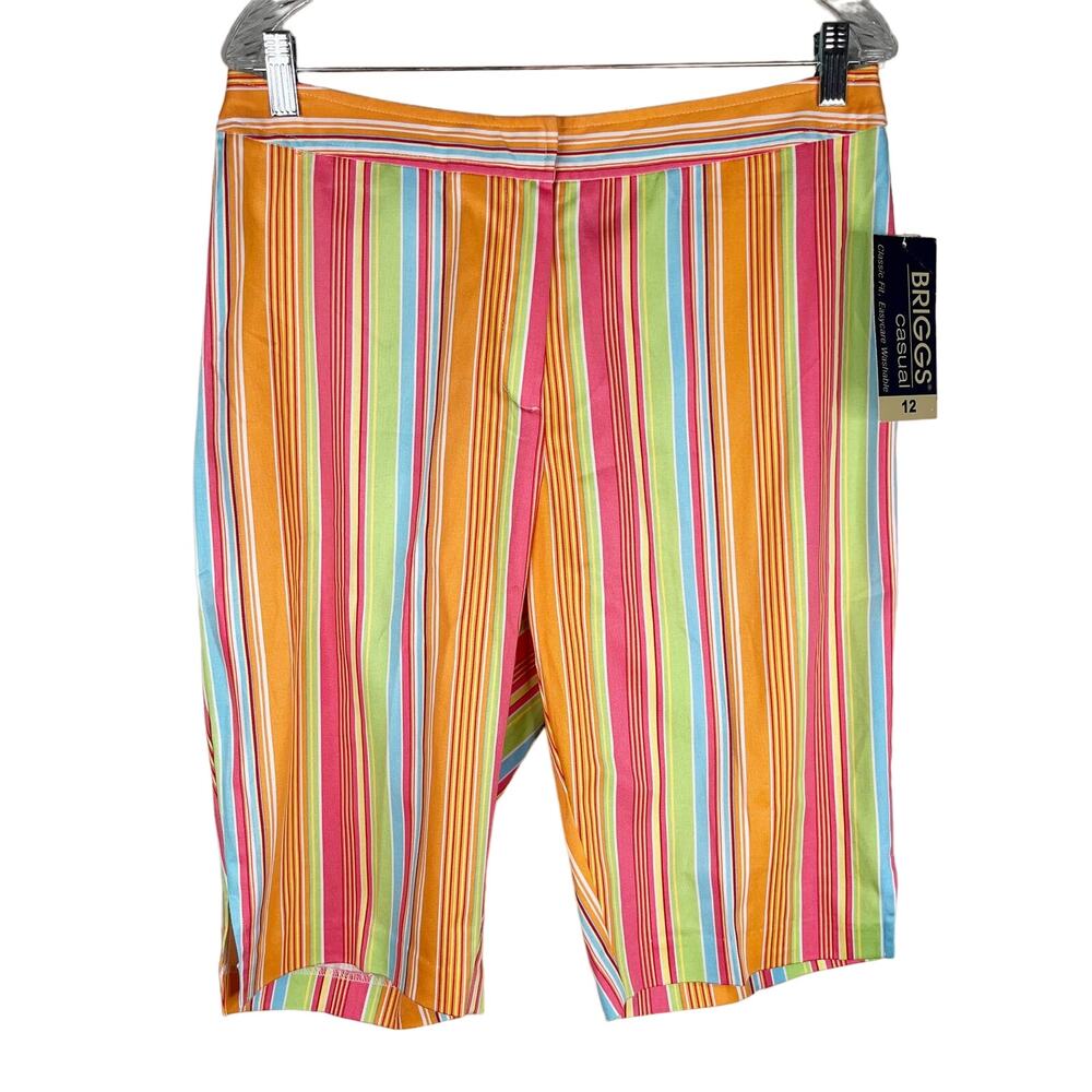 Briggs Casual Womens Shorts Stripes 12 Rainbow New